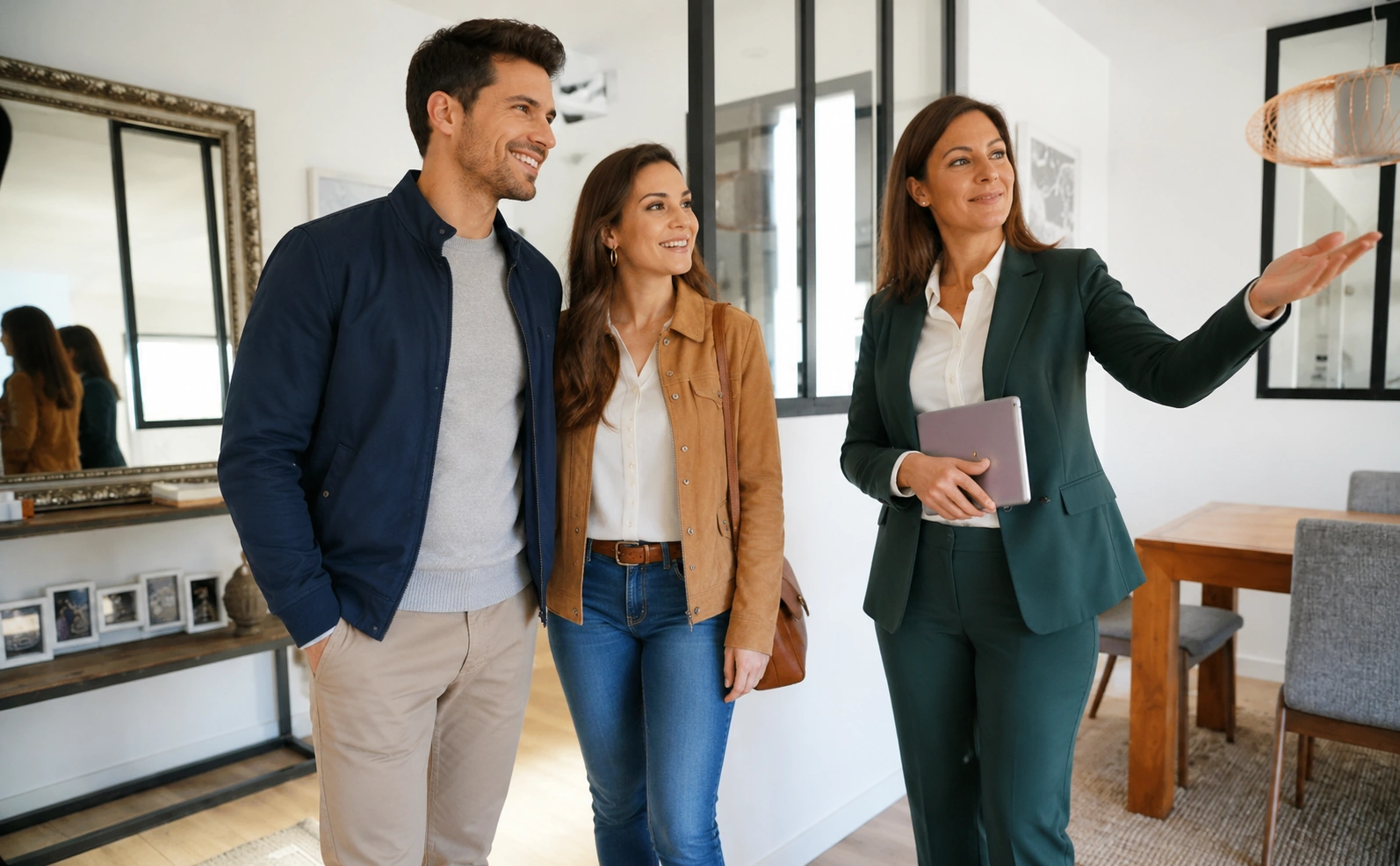 Agent immobilier accompagnant ses clients